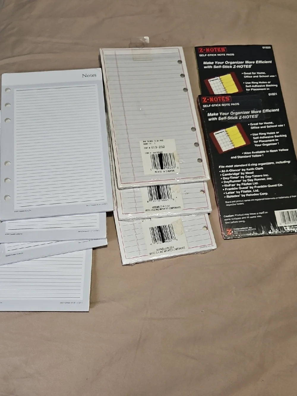 Vintage New 9 Piece Bundle 6 Ring Planning Organizer System Refills Note Pads